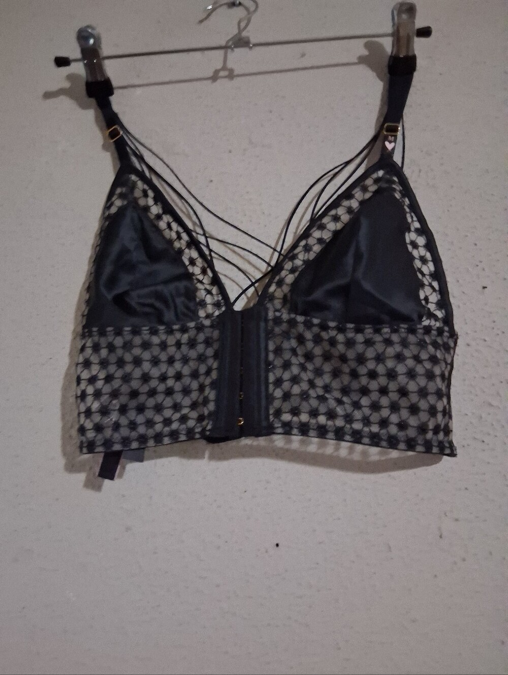 Victoria's Secret Black Lace Longline Bralette with Strappy Detail